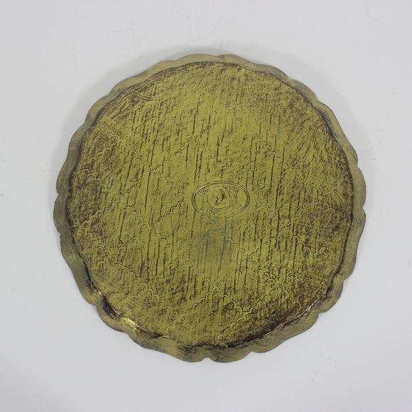 Small Round Vintage Italian Florentine Tray - Picture 5 of 5